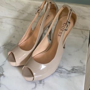 Nude peep toe shoes